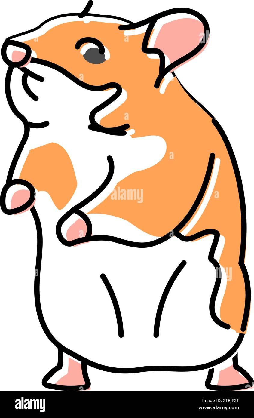 Hamster stehende Haustier Farbe Symbol Vektor Illustration Stock Vektor