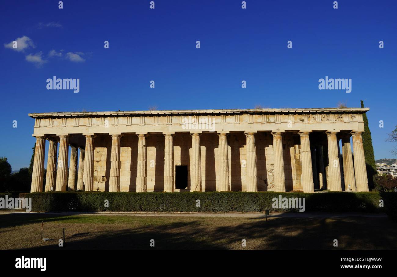 Blick auf den Tempel des Hephaistos oder Hephaisteion, in der antiken Agora, oder Marktplatz Stockfoto