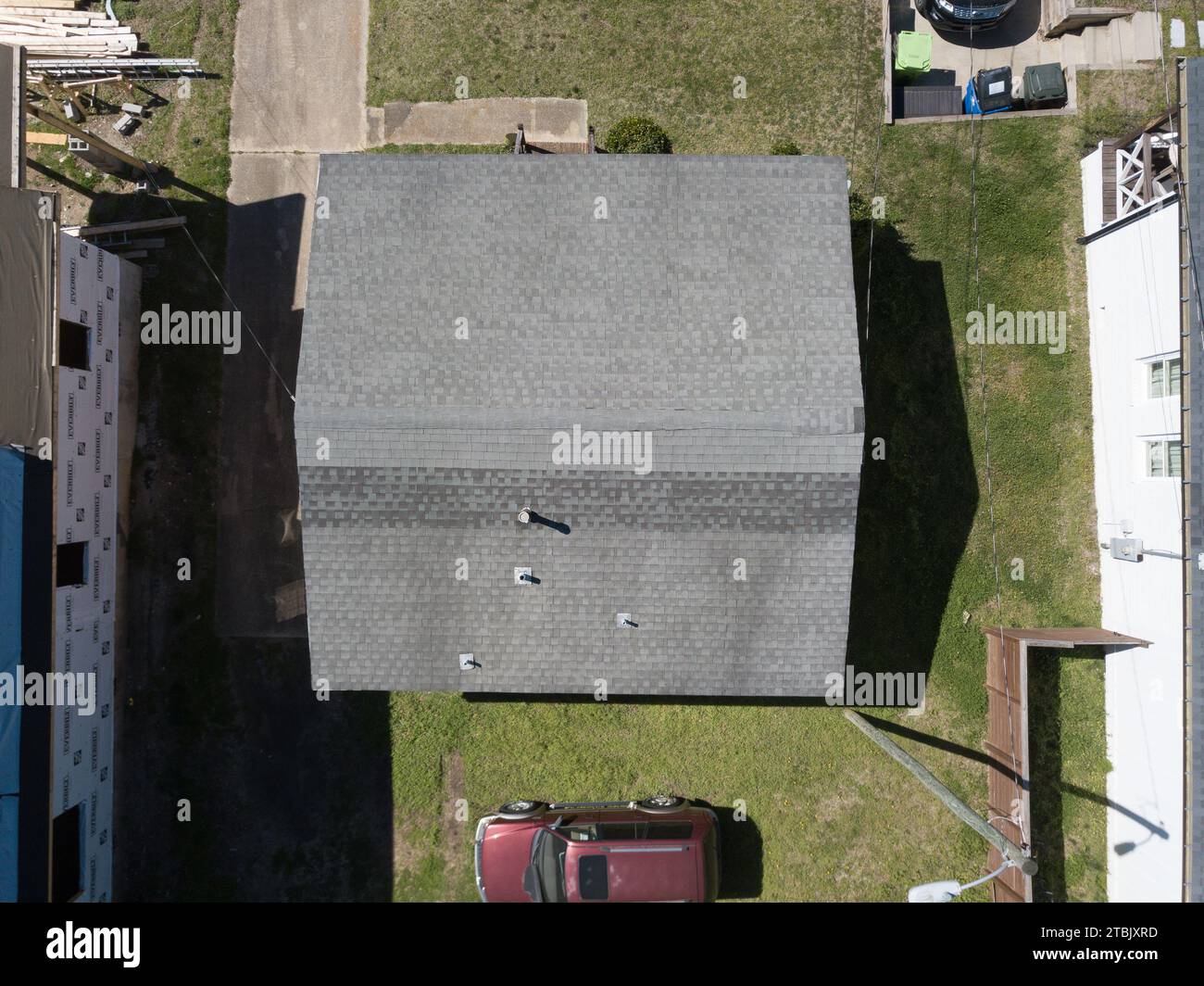 Fotos von Dachdrohnen für Wohngebäude Stockfoto