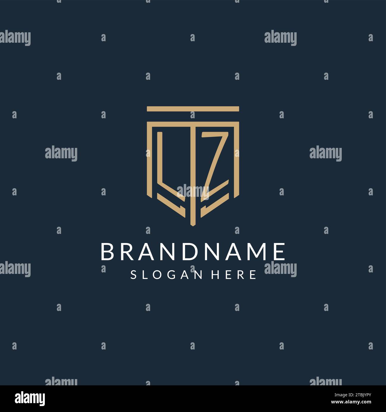 Initial LZ Shield Logo Monoline Stil, modernes und luxuriöses Monogramm Logo Design Vektorgrafik Stock Vektor