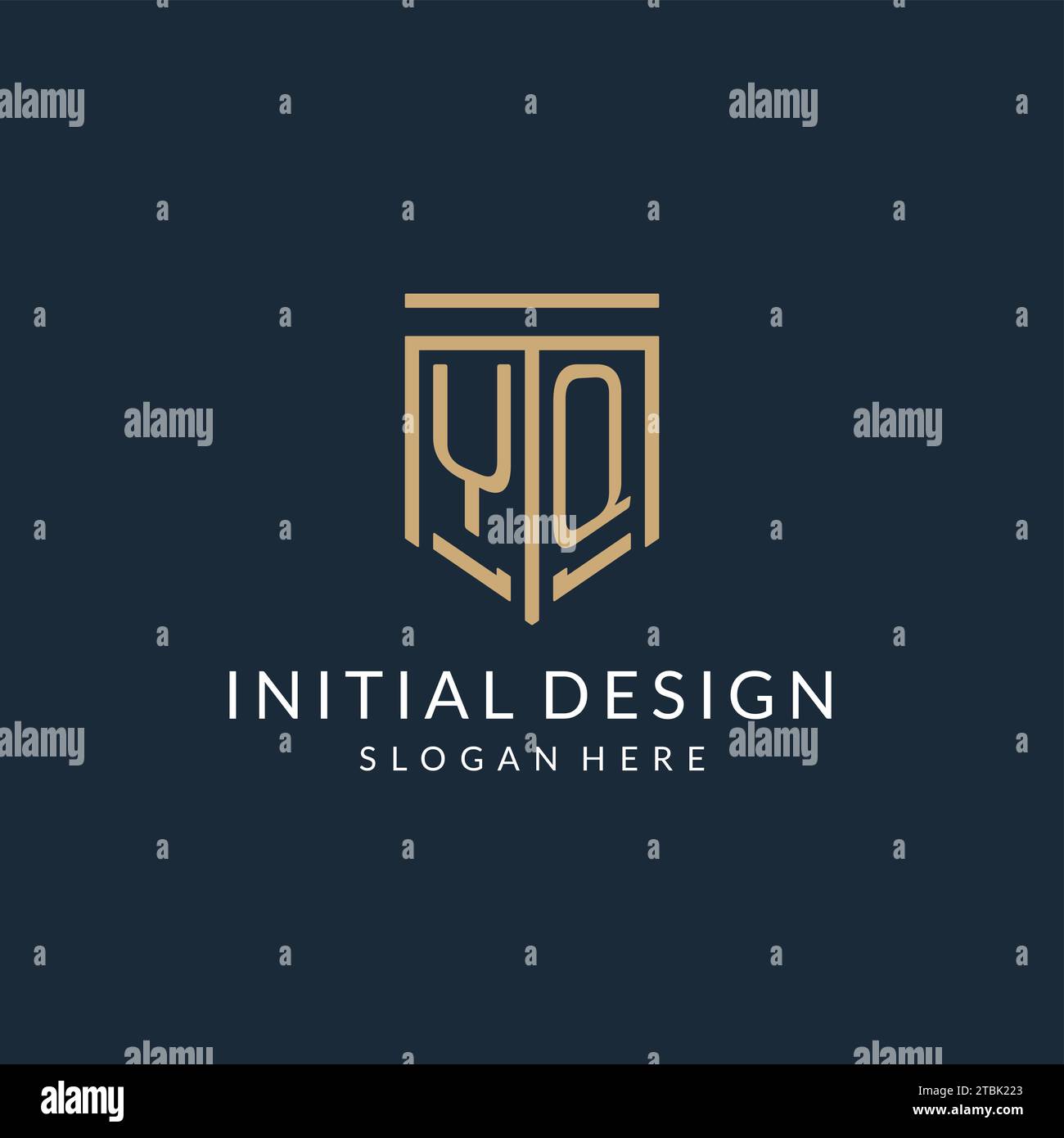 Initial YQ Shield Logo Monoline Stil, moderne und luxuriöse Monogramm Logo Design Vektorgrafik Stock Vektor