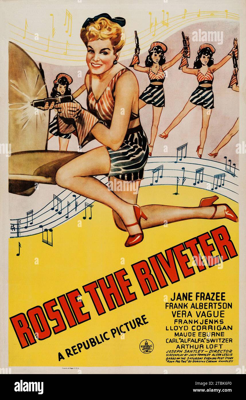 Der Musikfilm Rosie the Riveter wurde 1944 von der Republik veröffentlicht. Mit Jane Frazee, Frank Albertson, Vera Vague und Frank Jenks. Regie: Joseph Santley.“ Stockfoto