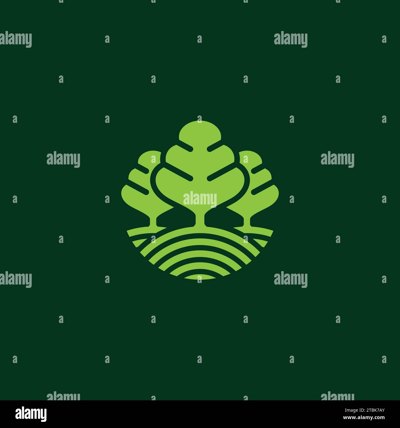 Symbol für das grüne Bio-Logo mit dreifacher Baumstruktur. Vektorabbildung Stock Vektor