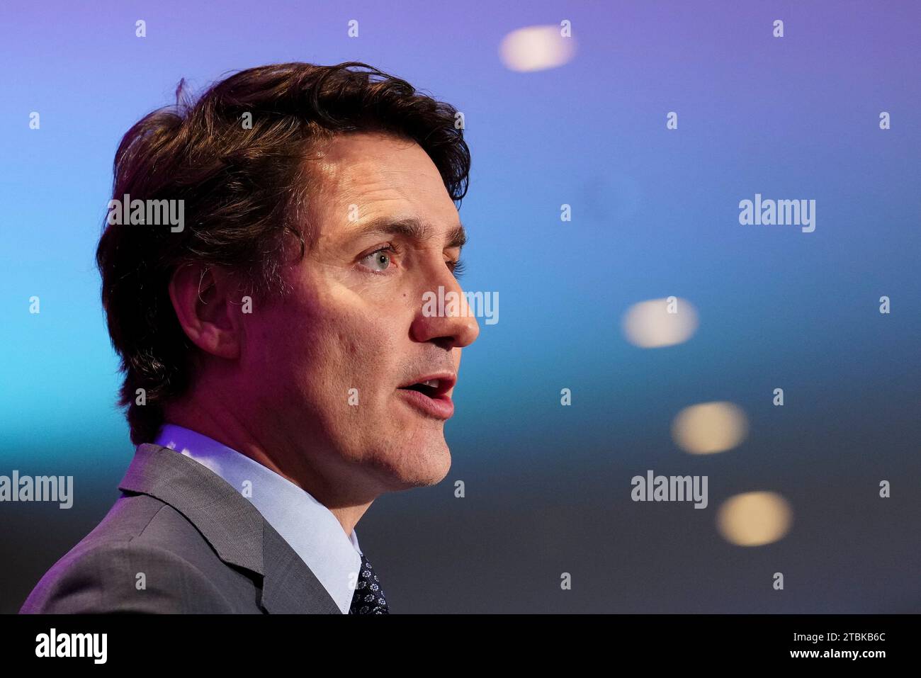Ottawa, Kanada. Dezember 2023. Premierminister Justin Trudeau spricht am Donnerstag, den 7. Dezember 2023, bei den Teaching Awards des Premierministers in Ottawa. Quelle: The Canadian Press/Alamy Live News Stockfoto
