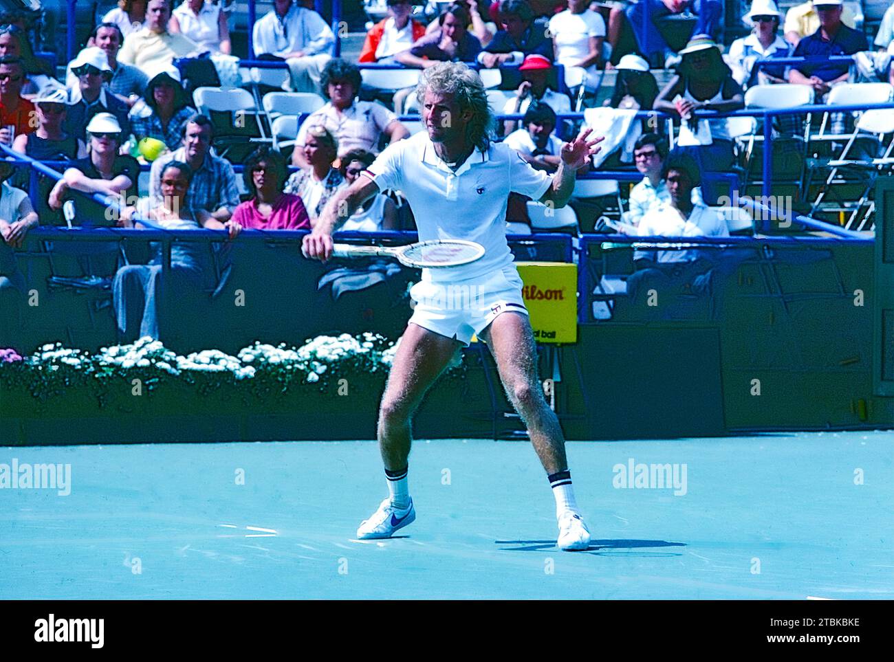 Vitas Gerulaitis and a SERGIO TACHINI advertisement