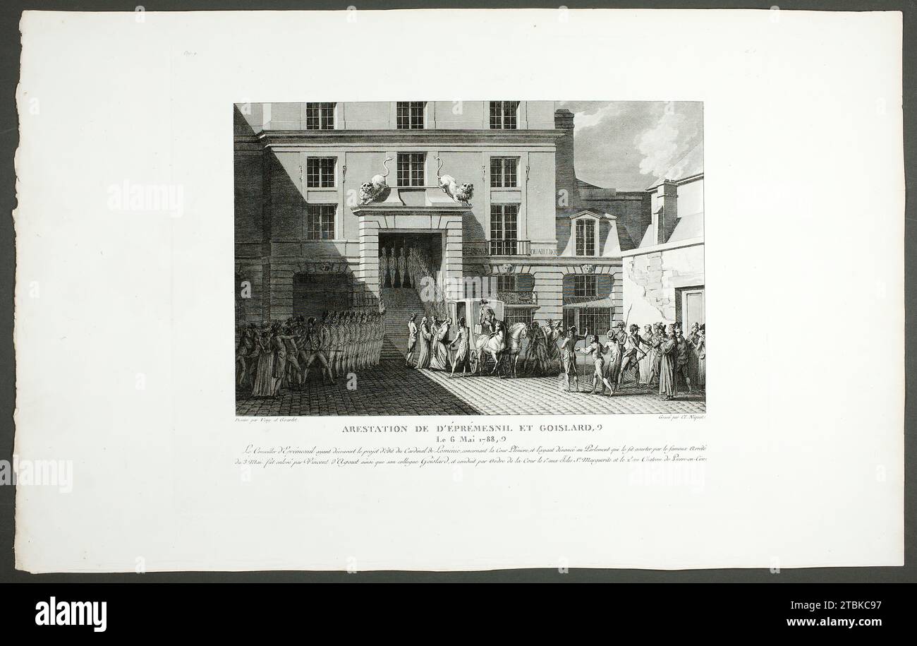 Die Verhaftung von Jean-Jacques Duval d'EPRémesnil und des Hauptunterstützers Goislard de Montsabert, 1798-1804. Stockfoto