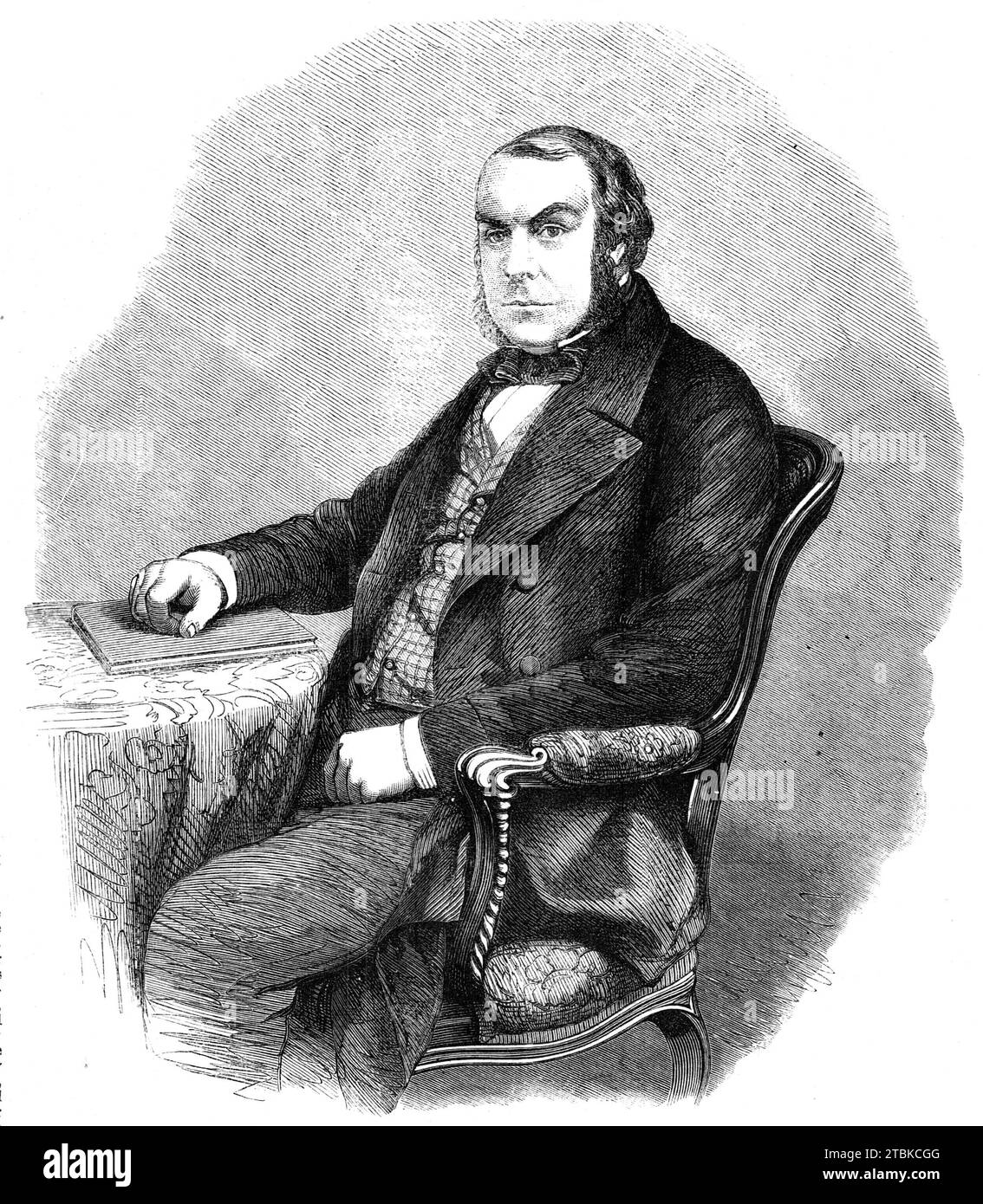 Der verstorbene Professor Quekett, 1861. Gravur aus einer Fotografie von Maull und Polyblank. „Schon im Alter von 16 Jahren hielt er Vorlesungen über mikroskopische Wissenschaft, illustriert durch Diagramme und ein eigenes Mikroskop... seine überlegenen Leistungen als Anatomist, insbesondere in kleinsten Dissektionen und mikroskopischen Untersuchungen, führten zu seiner festen Anstellung im Hunterian Museum [dessen Kurator er wurde]. Er war dort hauptsächlich damit beschäftigt, die Serie mikroskopischer Präparate zu erweitern und zu arrangieren, die im letzten Jahr... mehr als fünfzigtausend Exemplare zählten Stockfoto