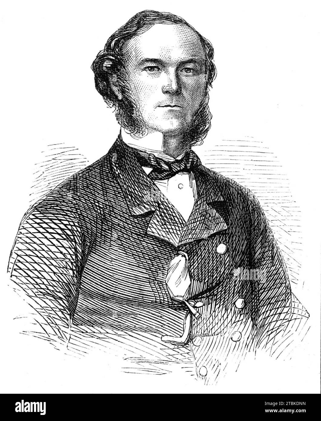 Captain Moir, aus der Trient, 1861. Amerikanischer Bürgerkrieg. Der britische Seemann James Moir war Kommandeur des Schiffes Trent der Royal Mail Steam-Packet Company, als zwei Confederate Commissioners an Bord von Captain Charles Wilkes vom US Navy-Schiff San Jacinto ergriffen wurden. Der frühere Teil seines Seefahrtslebens verbrachte er im Ostindien-Dienst, wo er schließlich eines der besten Schiffe befehligte, die zwischen dieser Kompanie und den Ostindien verkehrten. Anschließend trat er als Junioroffizier in die westindische Post ein und war zur Zeit des Russischen Krieges Chief Officer der Royal Mail Steam Pack Stockfoto