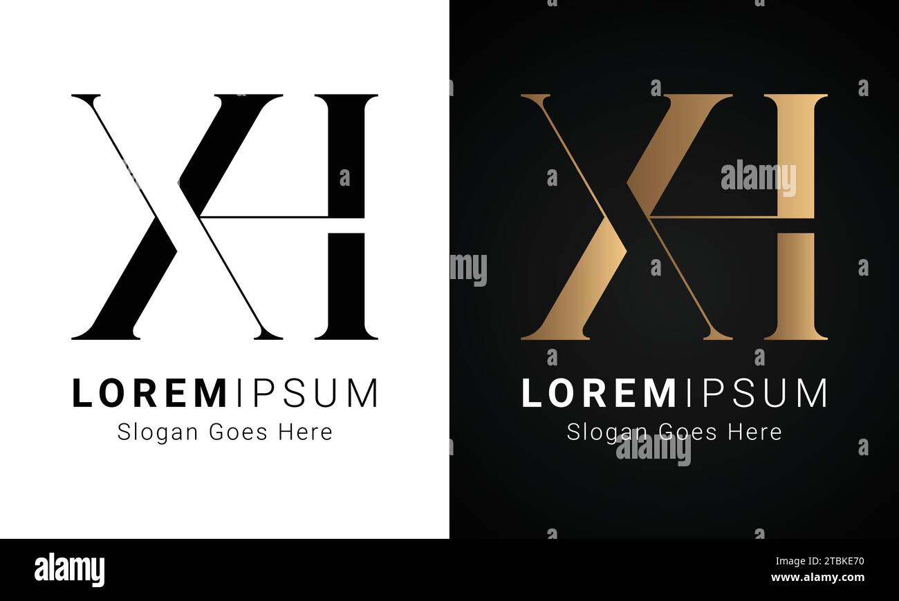 Luxuriöses Initial XH oder HX Monogramm-Logo-Design Stock Vektor