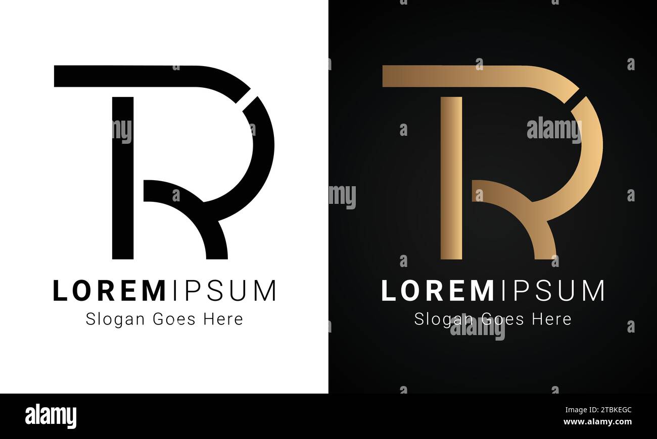 Luxuriöses Initial TR- oder RT-Monogramm-Logo-Design mit Textbuchstaben Stock Vektor