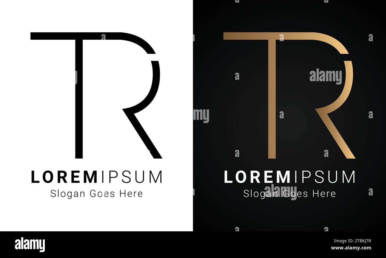 Luxuriöses Initial TR- oder RT-Monogramm-Logo-Design mit Textbuchstaben Stock Vektor