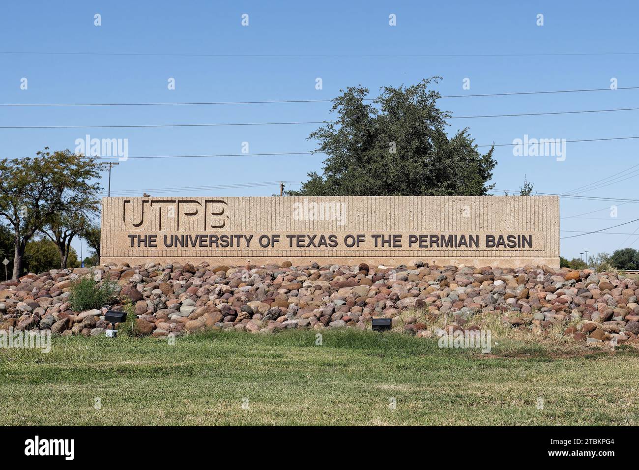 Odessa, Texas – 15. Oktober 2023: Die University of Texas Permian Basin (UTPB) ist eine staatliche Universität, die 1973 gegründet wurde. Stockfoto