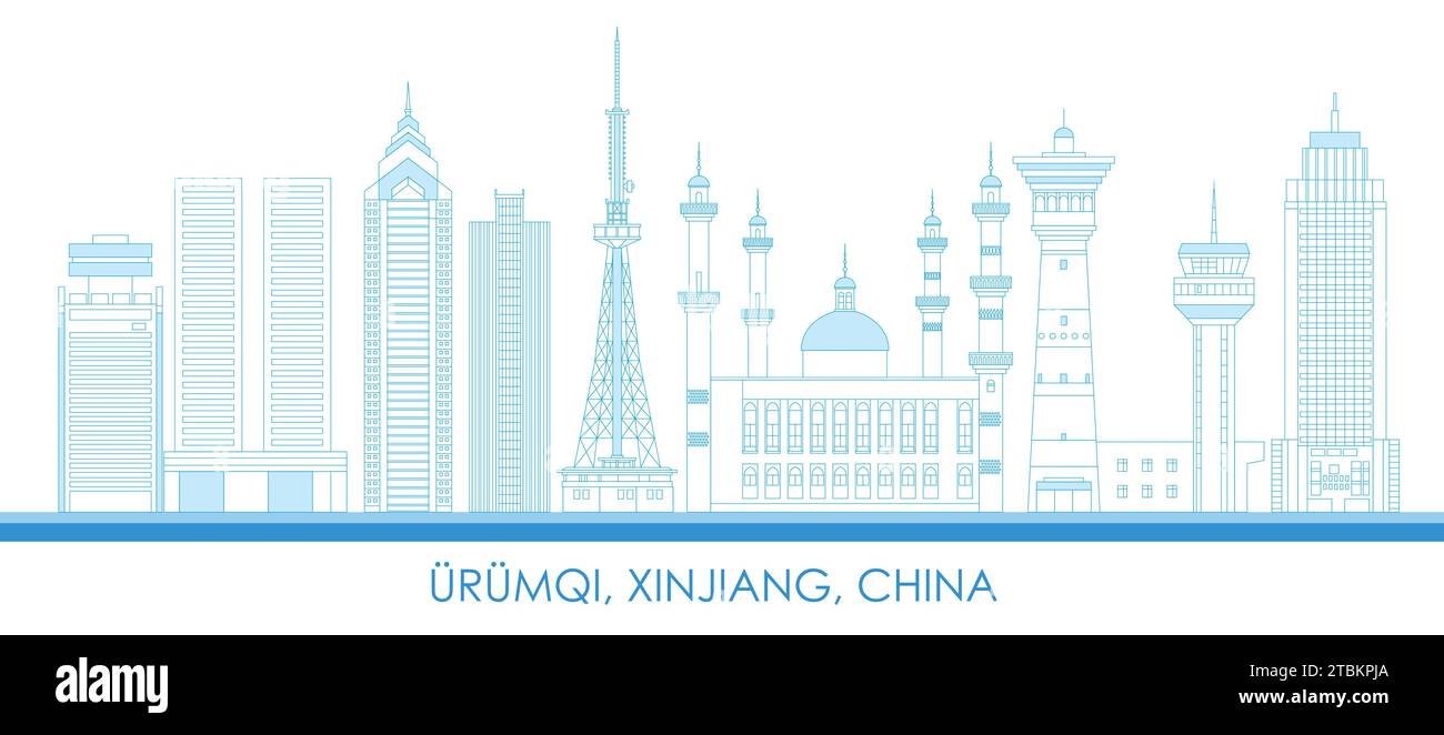 Skyline Panorama der Stadt Urumqi, Xinjiang, China - Vektor-Illustration Stock Vektor