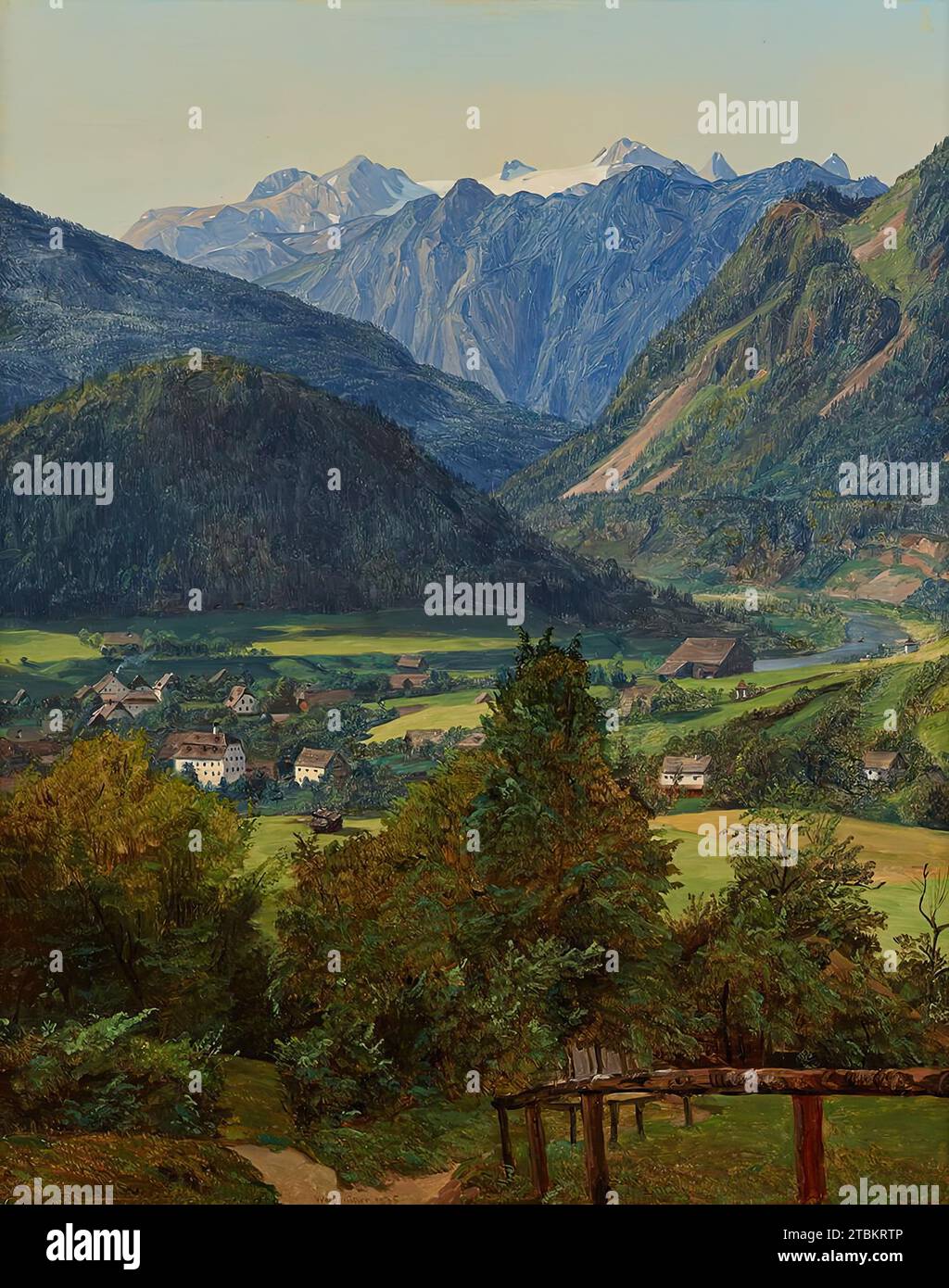 Der Dachstein aus Sophien-Doppelblick bei Ischl, 1835. Stockfoto