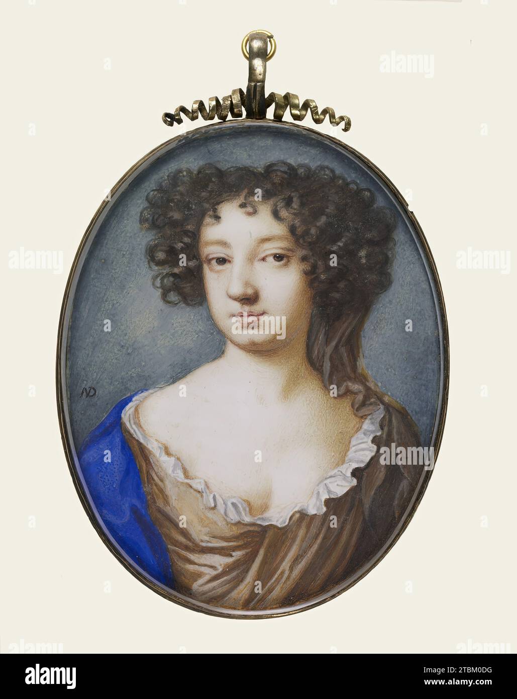 Catherine, Gräfin von Chesterfield, (1670-1679 ?). Porträt-Miniatur von Katherine Stanhope, die Gouvernante von König Karl I.’ Tochter Mary war und 1660 zur Gräfin von Chesterfield ernannt wurde. Sie war auch die erste Frau, die das Amt des Generalpostmeisters von England innehatte. Stockfoto