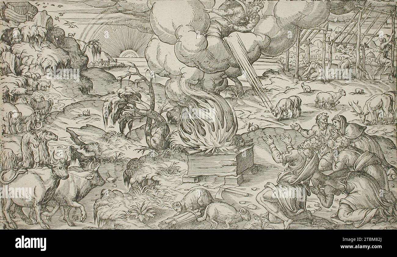Das Opfer Noahs, zwischen 1575 und 1600. Stockfoto