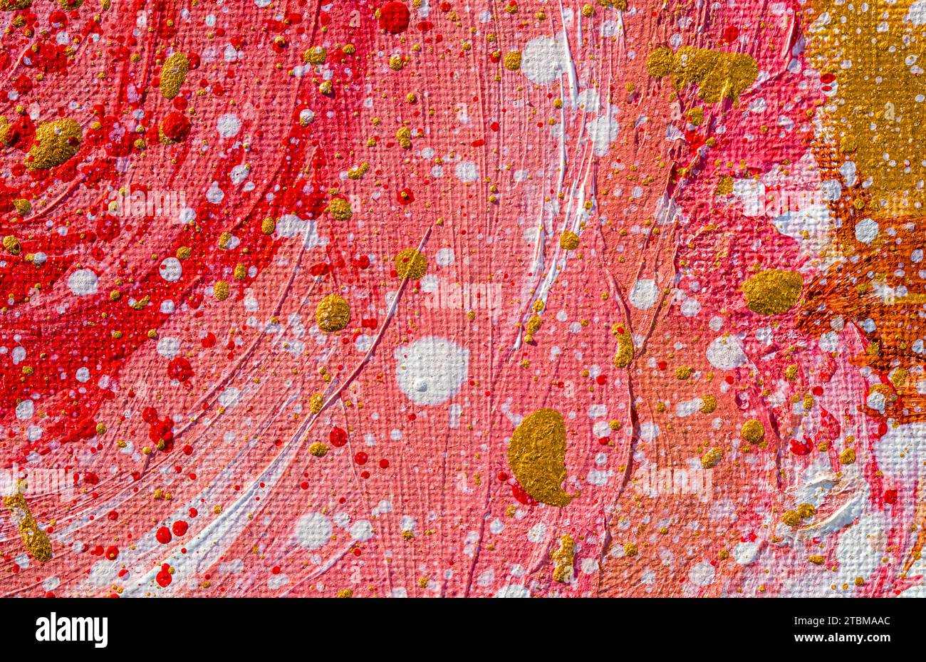 Bunte Acrylmalerei auf Leinwand, abstrakter Kunsthintergrund. Fragment moderner Kunstwerke, Pinselstriche von Ölfarbe Stockfoto