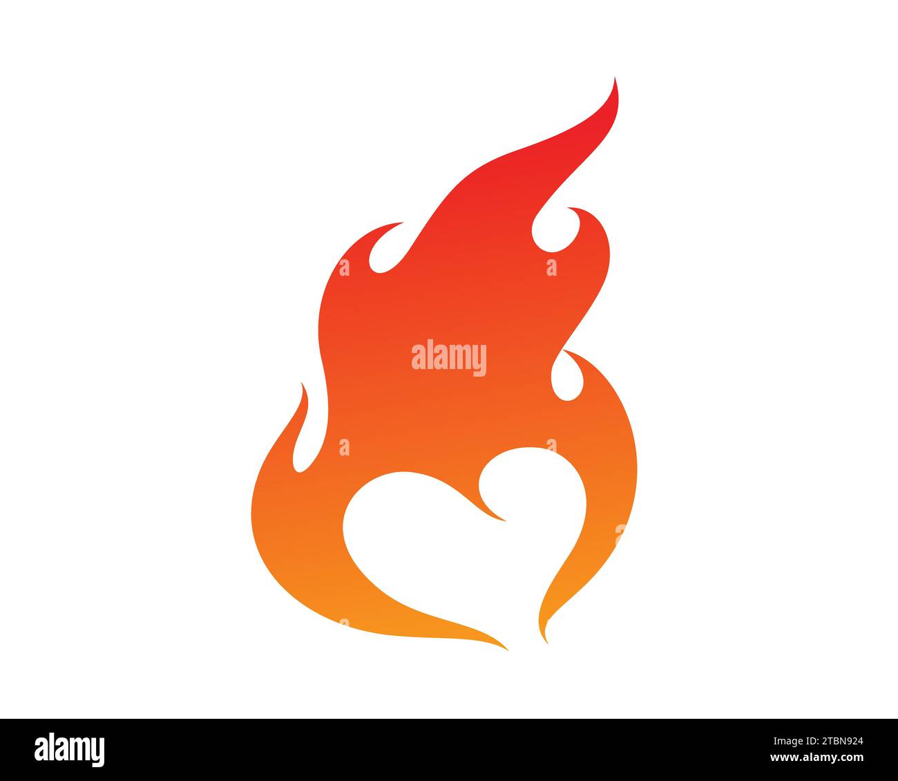 Liebes- und Herzsymbol kombiniert mit Verbrennungseffekt, visualisiert mit Silhouettenstil und gemessenem Verlauf Stock Vektor