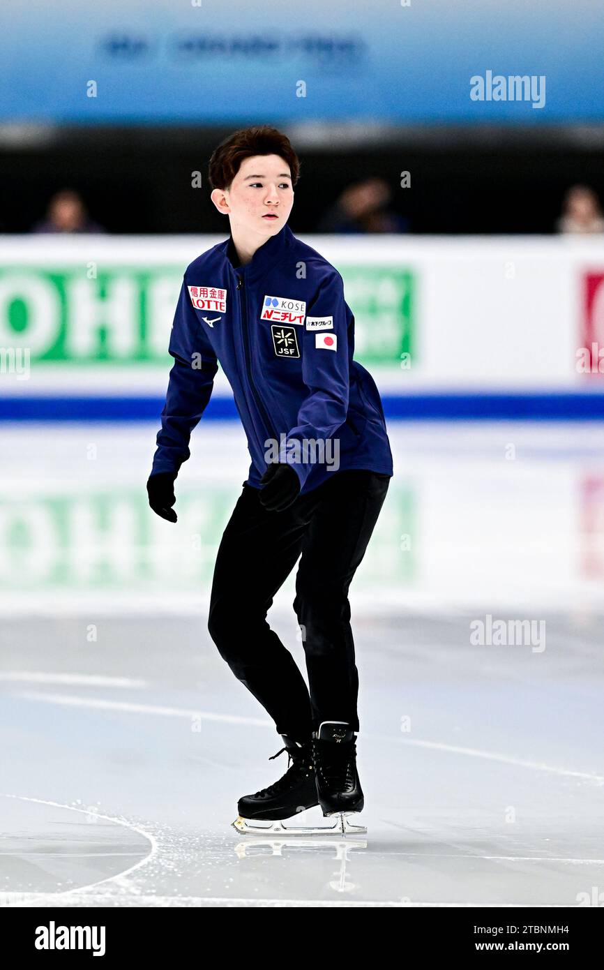 Rio NAKATA (JPN), während des Juniorentrainings, beim ISU Grand Prix des Eiskunstlauf-Finales 2023 im National Indoor Stadium, am 8. Dezember 2023 in Peking, China. Quelle: Raniero Corbelletti/AFLO/Alamy Live News Stockfoto