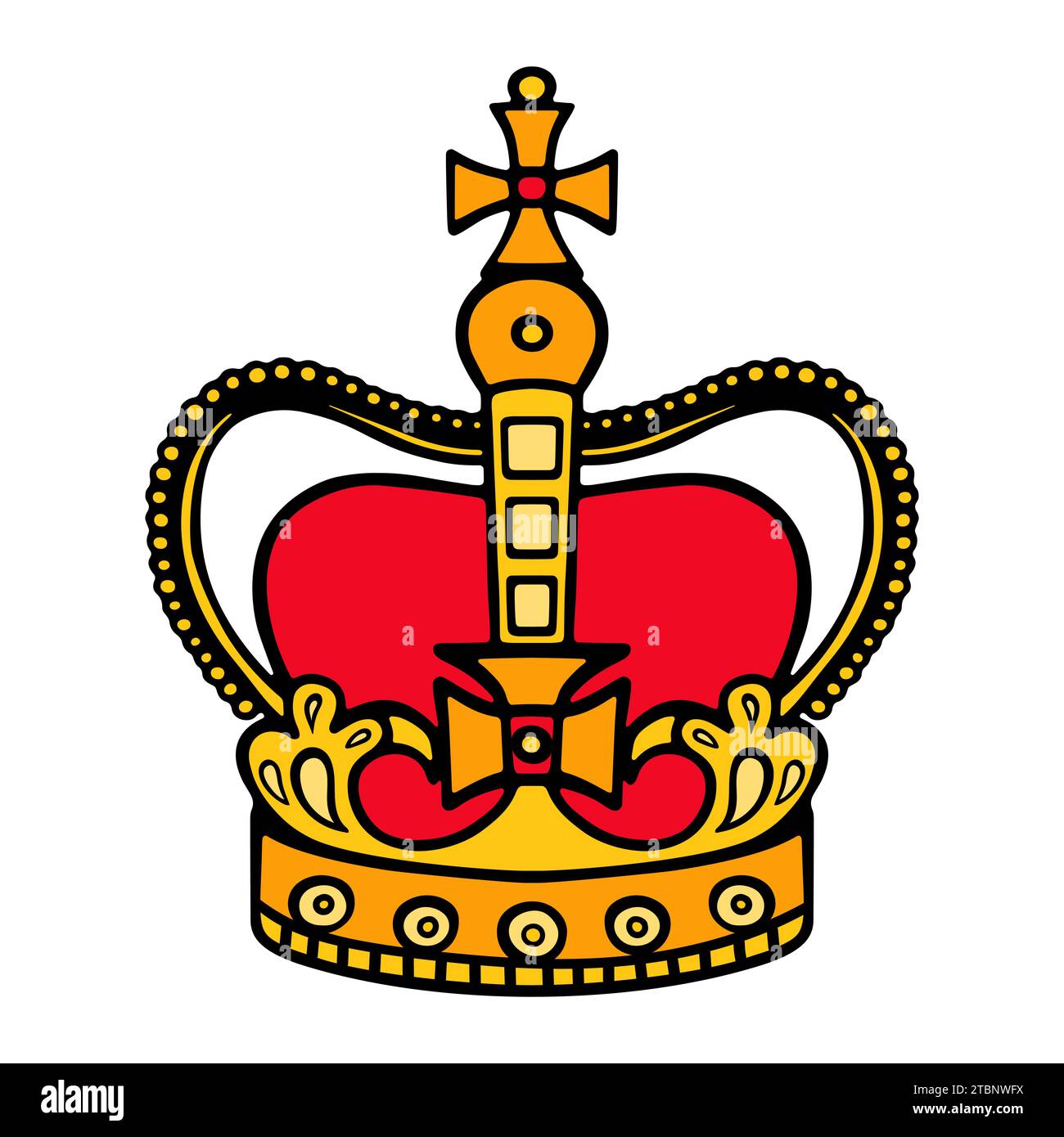 Farbvektor-Ikone der Krone der Königin von England isoliert auf weißem Hintergrund Stock Vektor