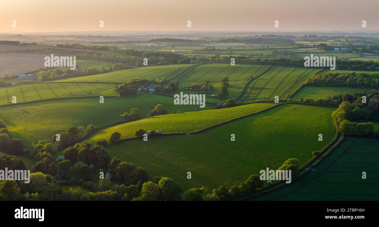Grüne, sanfte Landschaft im Dartmoor-Nationalpark, Devon, England. Frühjahr (Mai) 2023. Stockfoto