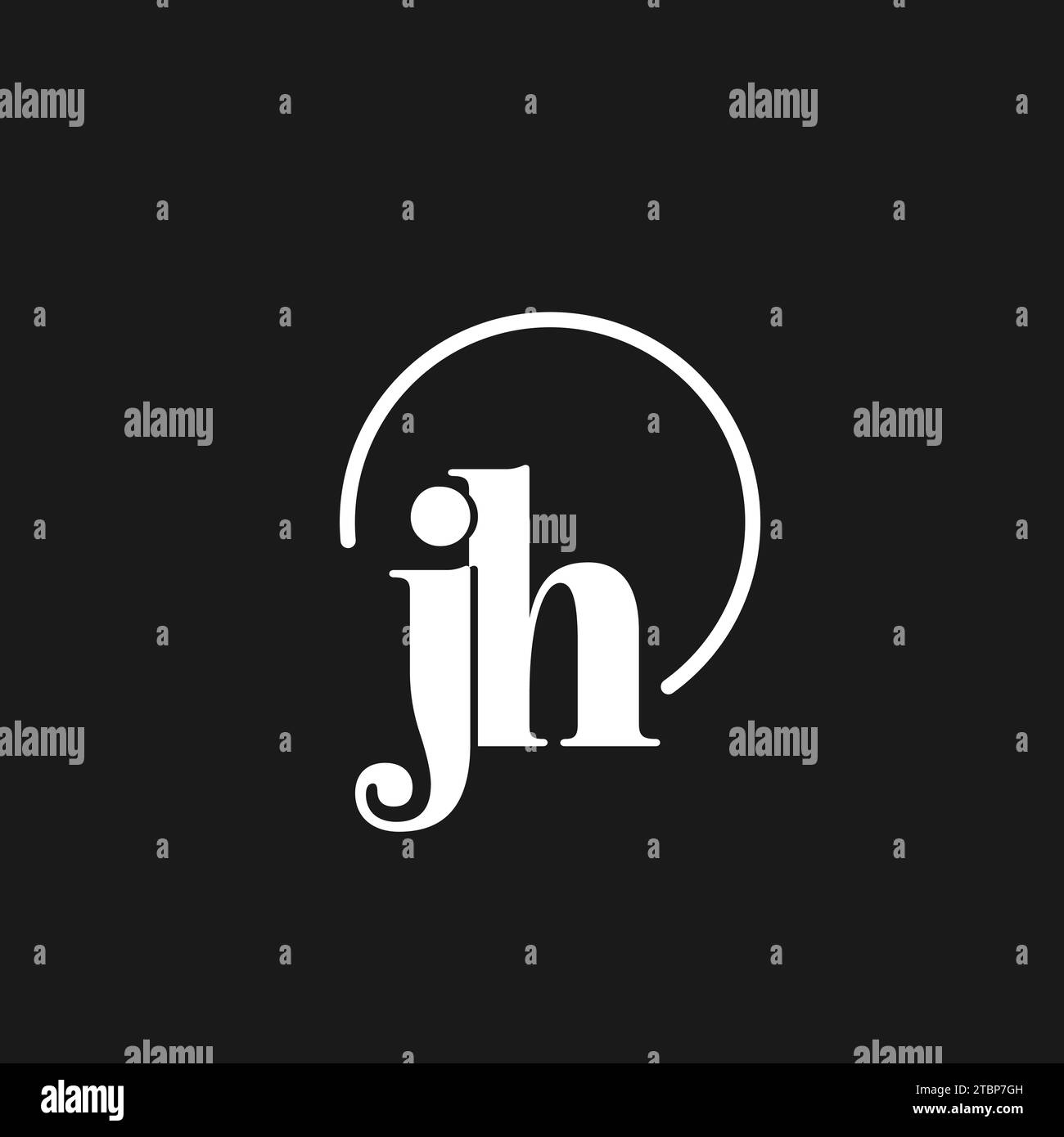 JH Logo Initialen Monogramm mit kreisförmigen Linien, minimalistisches und klares Logo-Design, einfache, aber klassische Vektorgrafik Stock Vektor