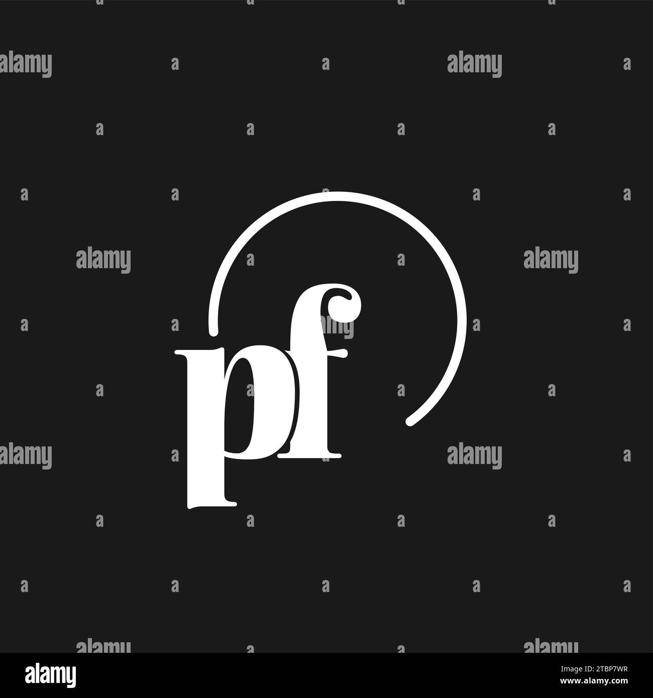 PF-Logo-Initialen Monogramm mit kreisförmigen Linien, minimalistisches und klares Logo-Design, einfache, aber klassische Vektorgrafik Stock Vektor