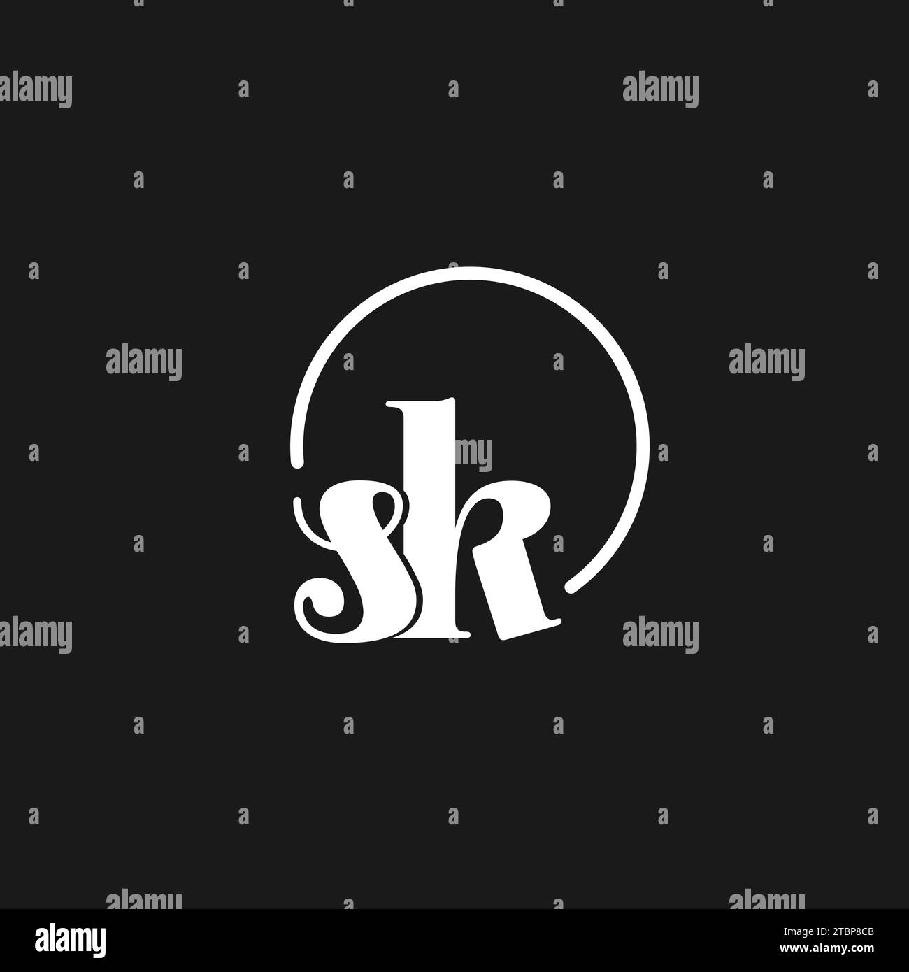 SK-Logo-Initialen Monogramm mit kreisförmigen Linien, minimalistisches und klares Logo-Design, einfache, aber klassische Vektorgrafik Stock Vektor