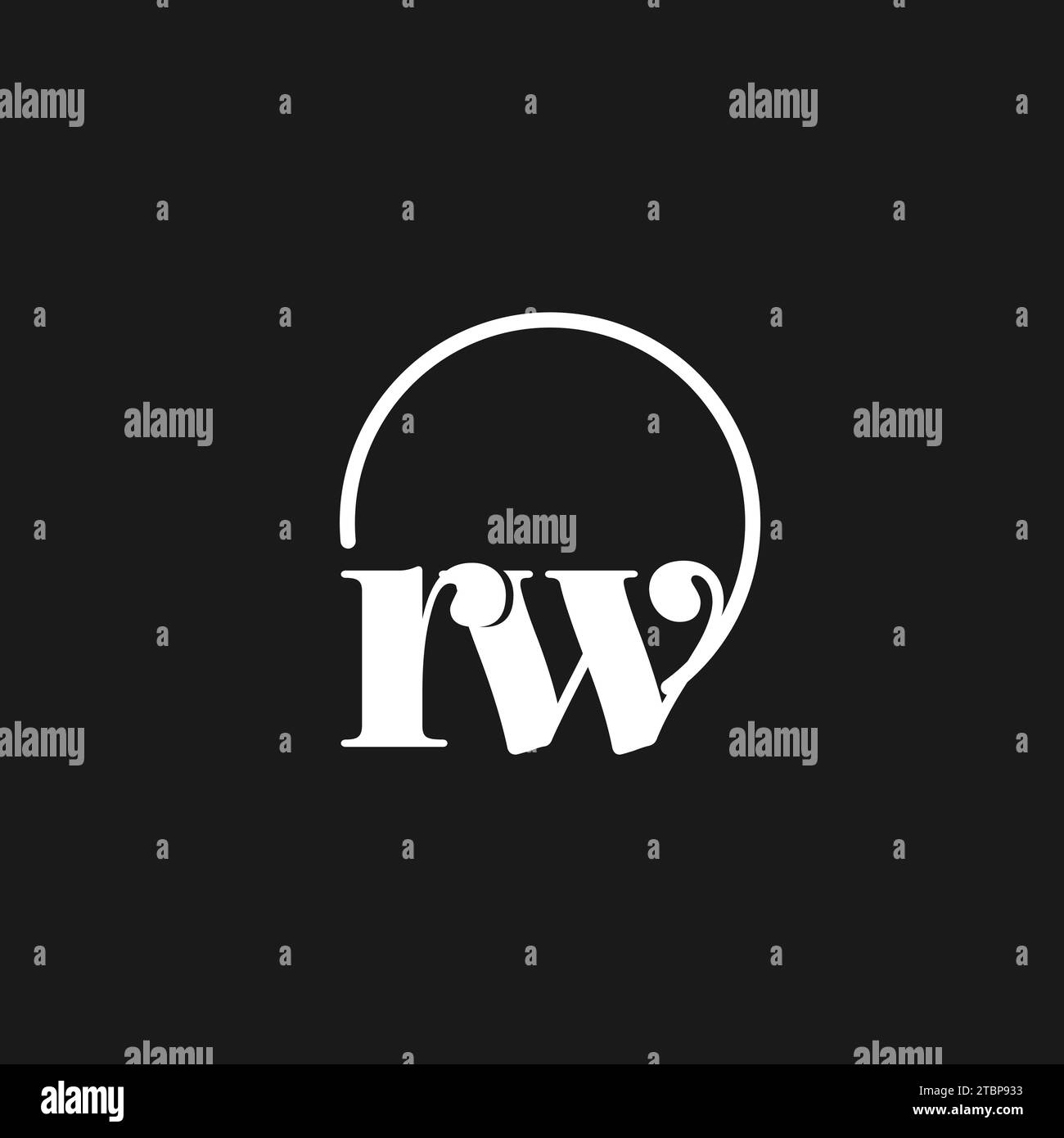 RW-Logo-Initialen Monogramm mit kreisförmigen Linien, minimalistisches und klares Logo-Design, einfache, aber stilvolle Vektorgrafik Stock Vektor