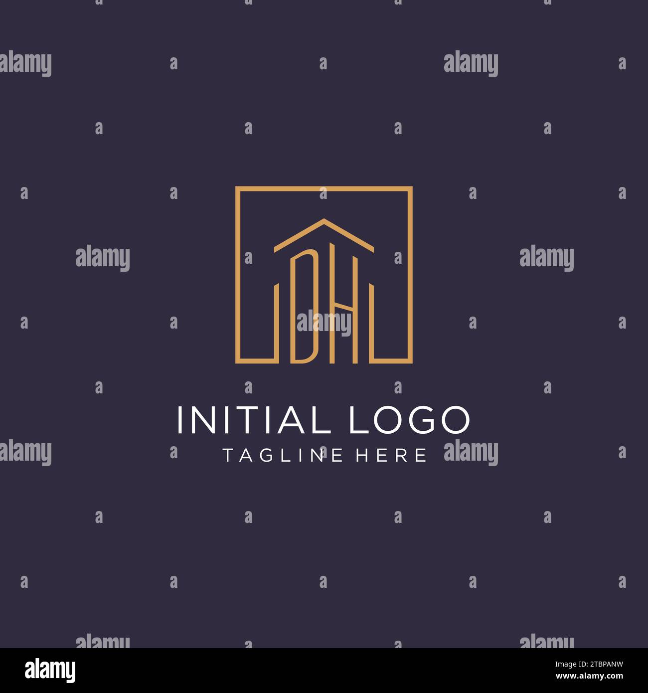 DH anfängliches quadratisches Logo-Design, moderne und luxuriöse Design-Ideen für Immobilienlogos Stock Vektor