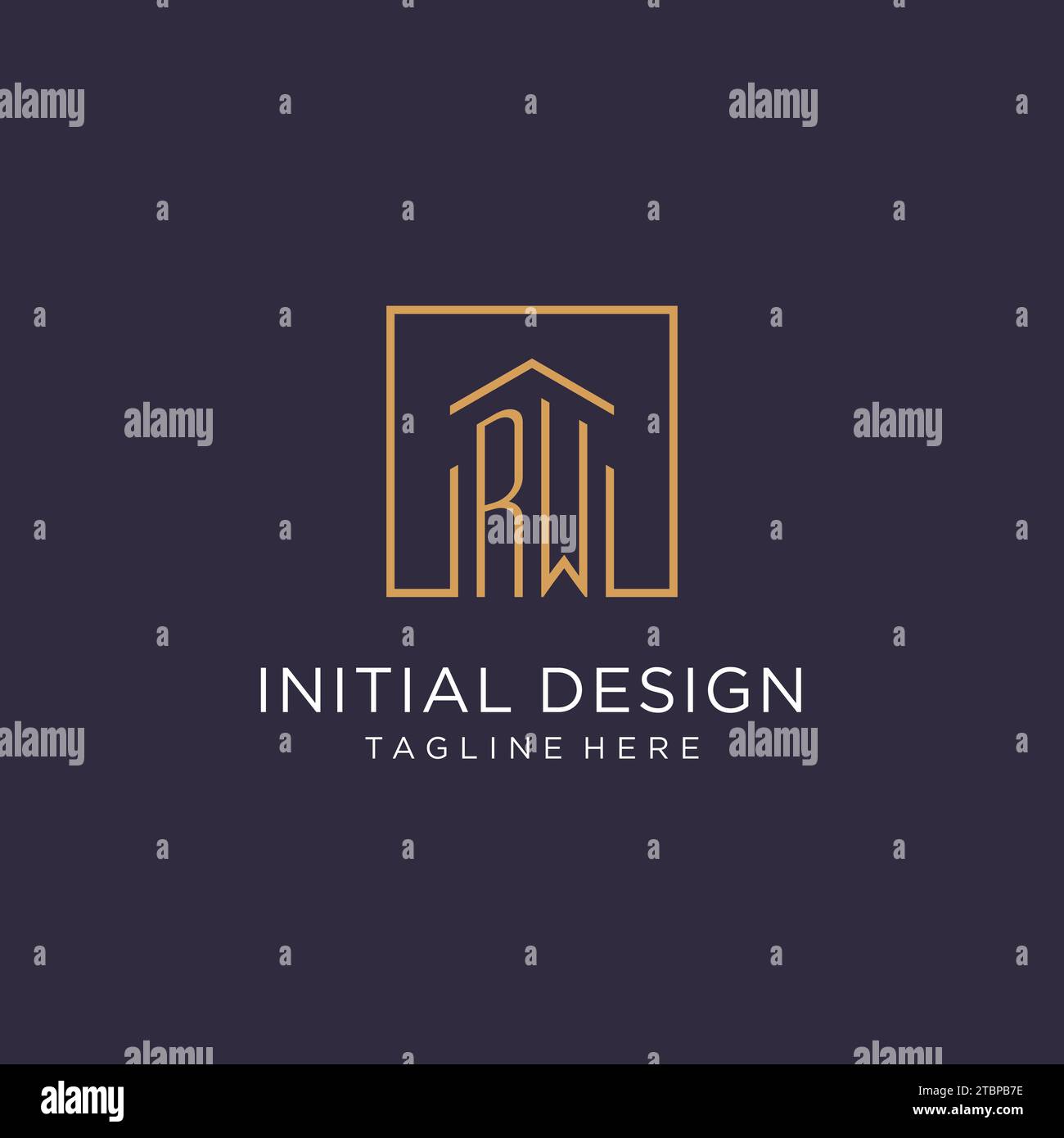 RW anfängliches quadratisches Logo-Design, moderne und luxuriöse Design-Ideen für Immobilienlogos Stock Vektor