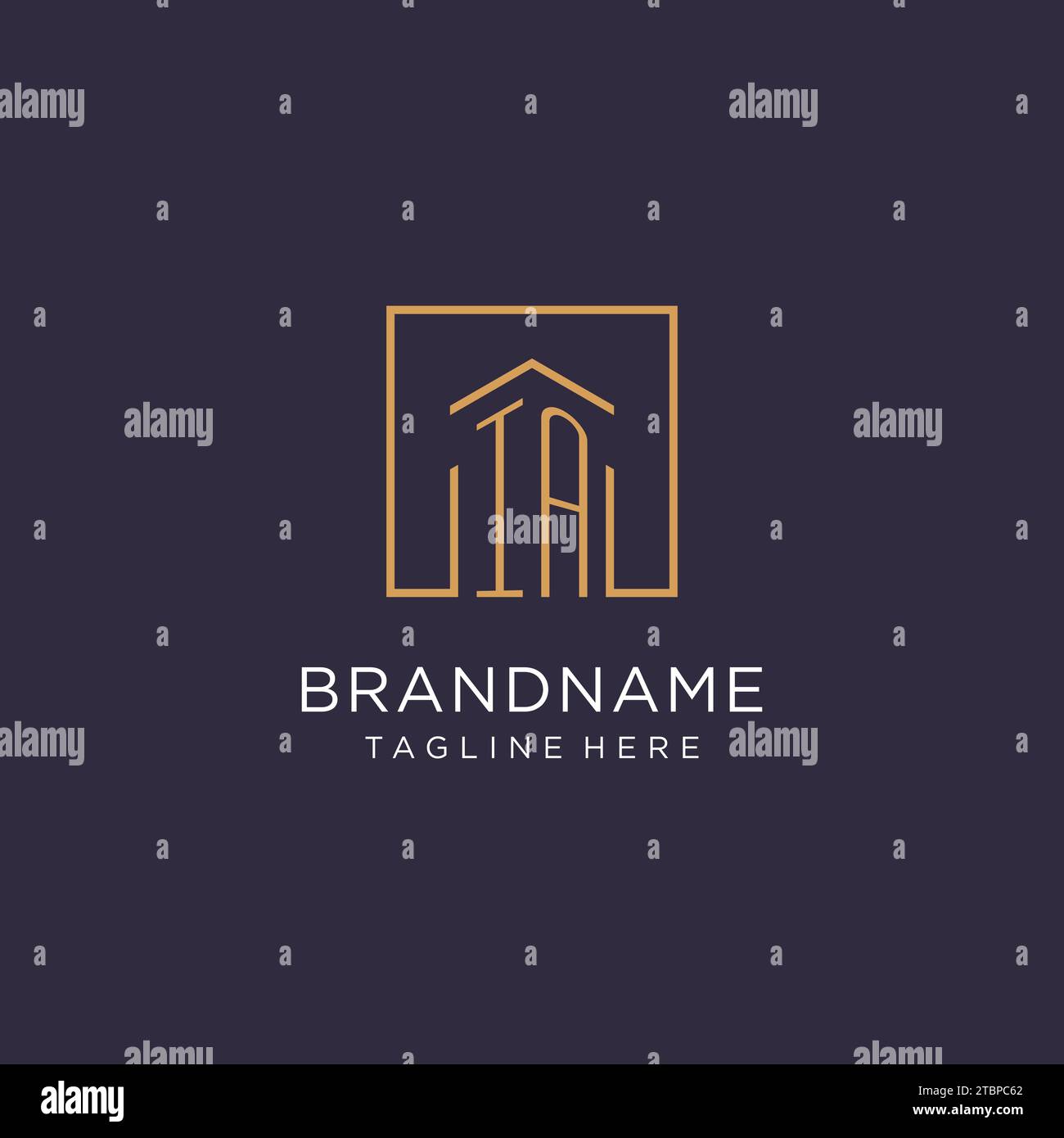 IA anfängliches quadratisches Logo-Design, moderne und luxuriöse Immobilien-Logo-Design-Ideen Stock Vektor