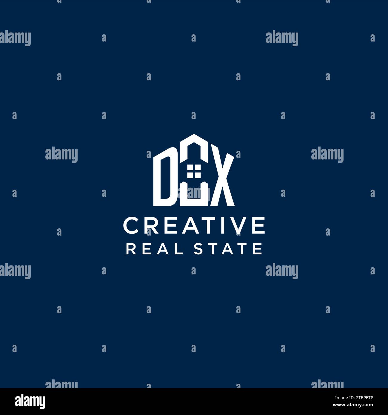 Initial Letter DX Monogramm Logo mit abstrakter Hausform, einfache und moderne Immobilien Logo Design Vektorgrafik Stock Vektor