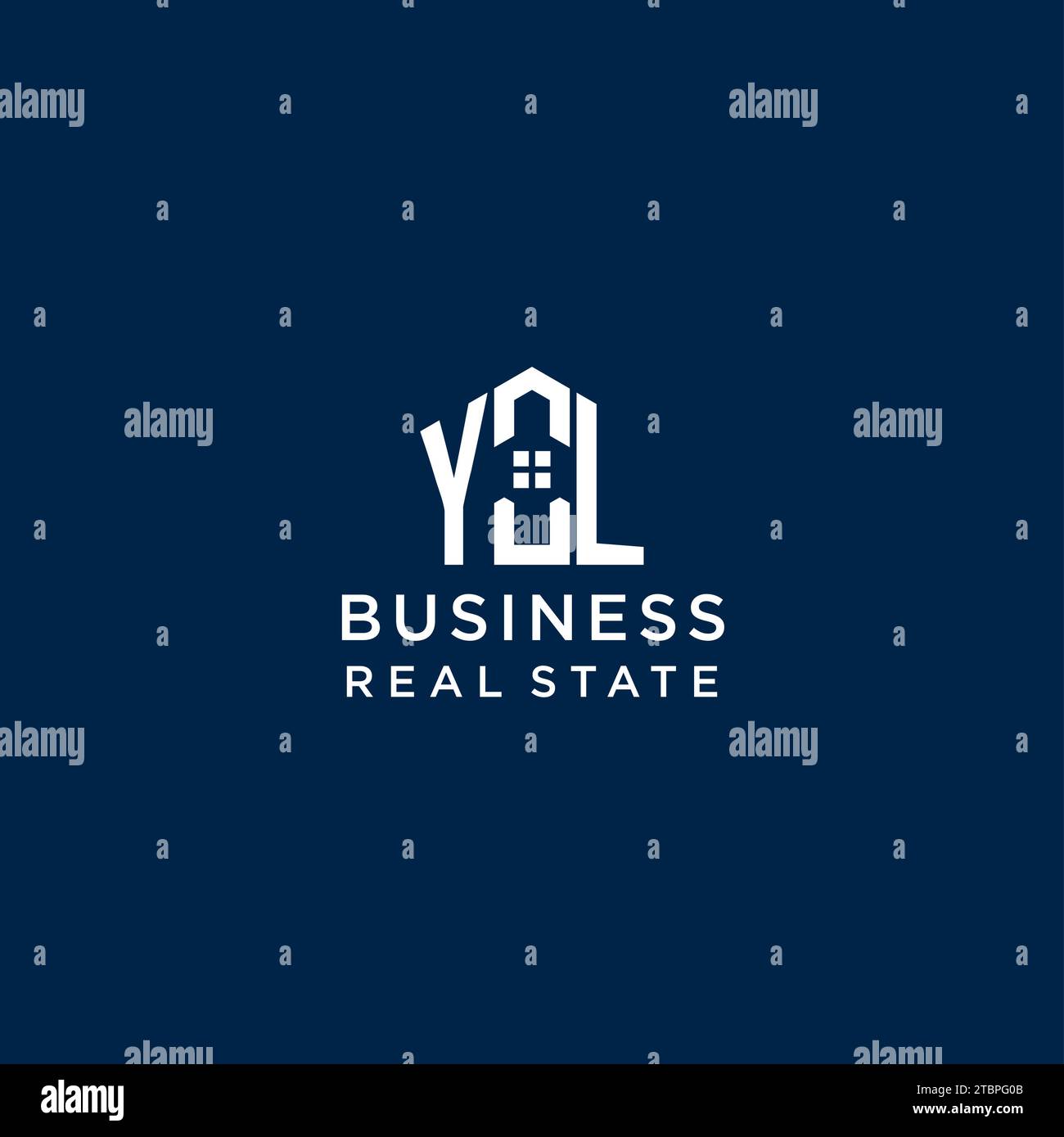 Initial Letter YL Monogramm Logo mit abstrakter Hausform, einfache und moderne Immobilien Logo Design Vektorgrafik Stock Vektor