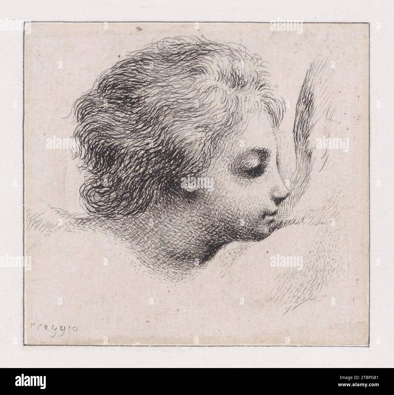 Kopf eines Cherubs, nach Guercino 1917 von Baron Dominique Vivant Denon Stockfoto