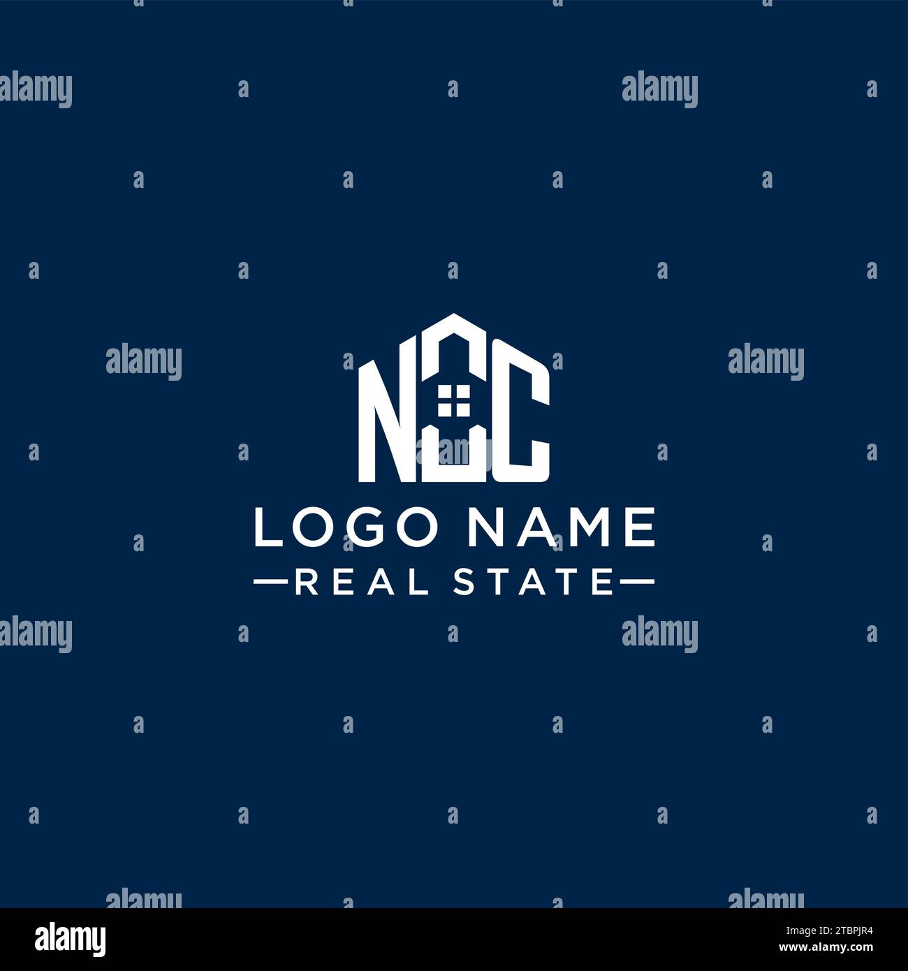 Initial Letter NC Monogramm Logo mit abstrakter Hausform, einfache und moderne Immobilien Logo Design Vektorgrafik Stock Vektor