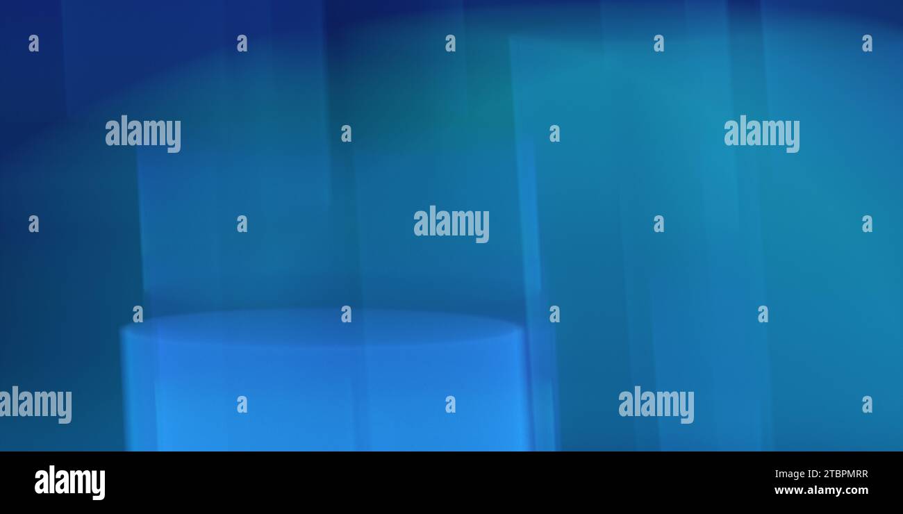 Abstrakte blaue helle Linien Form auf Farbverlauf körnigem blauem Hintergrund. Textur, Bannerdesign. Glatter Verschwommener Hintergrund Für Landing Page. Website-Header Stockfoto