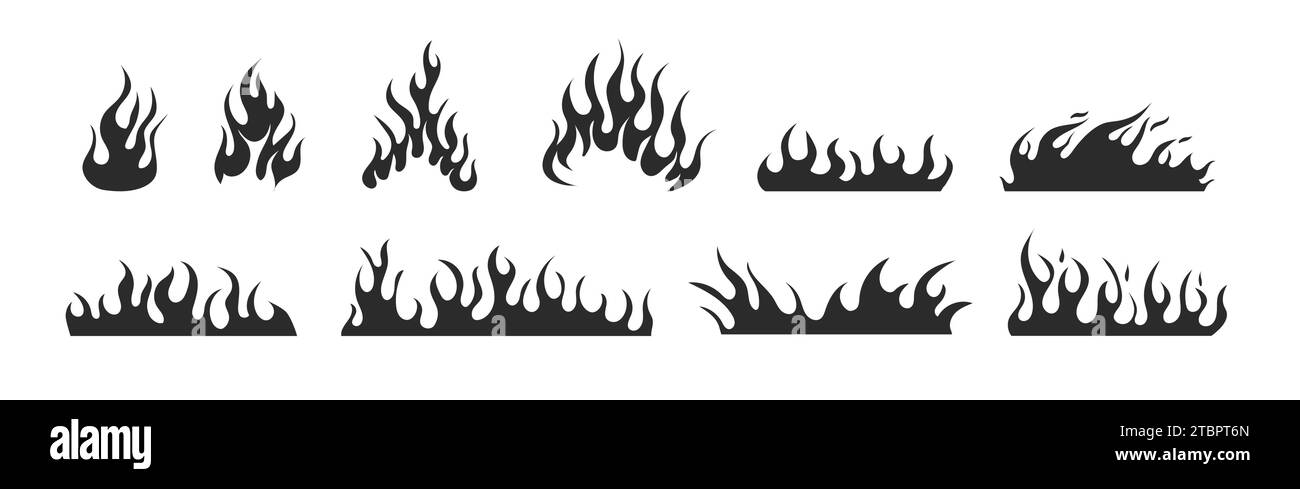 Illustration der Feuervektor-Silhouette. Flammenwildfeuer Stock Vektor