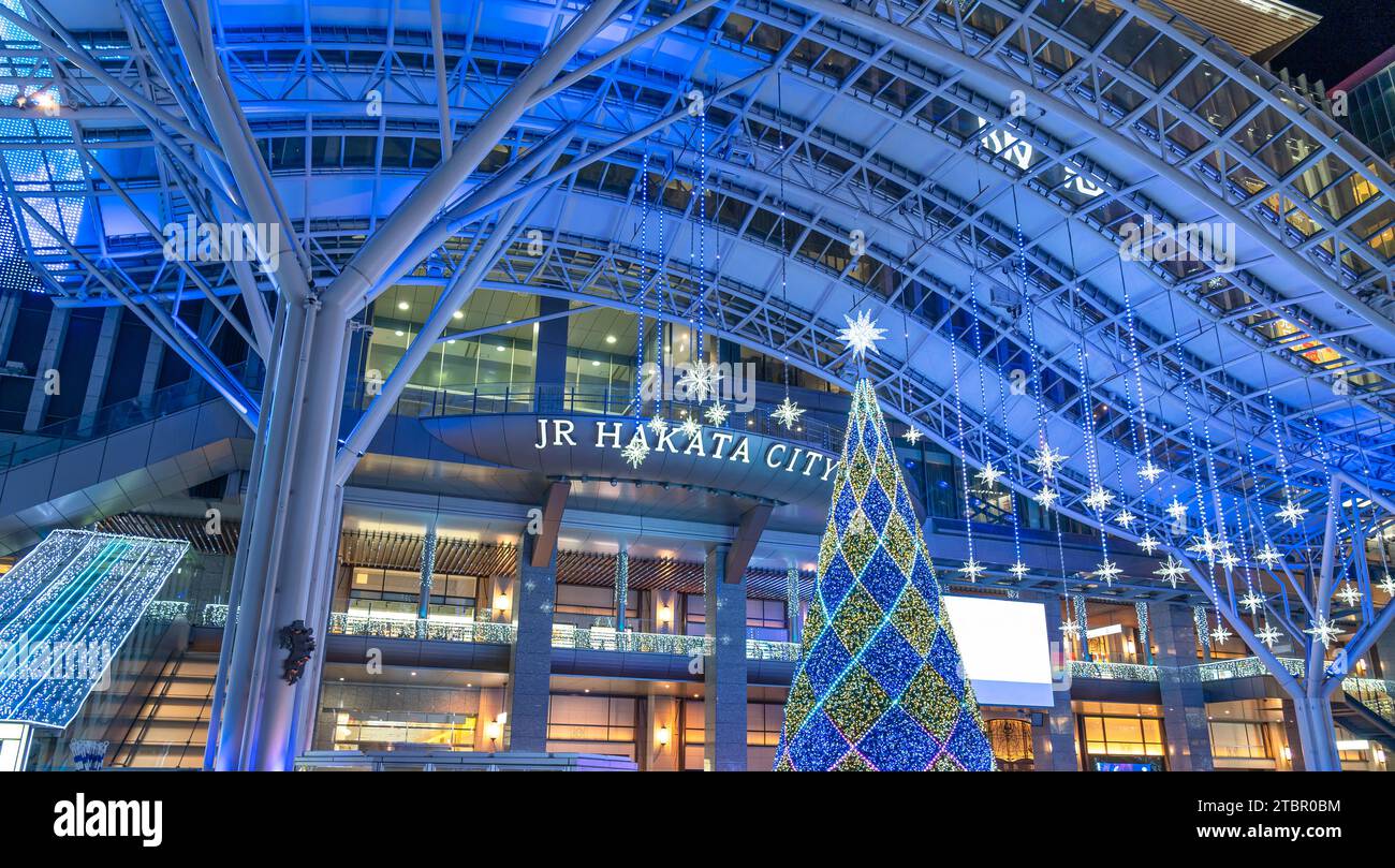 Hikari-no-Machi HAKATA 2019 Winter Illumination Events. Gelegen am plaza vor der JR Hakata Station. Präfektur Fukuoka, Japan Stockfoto