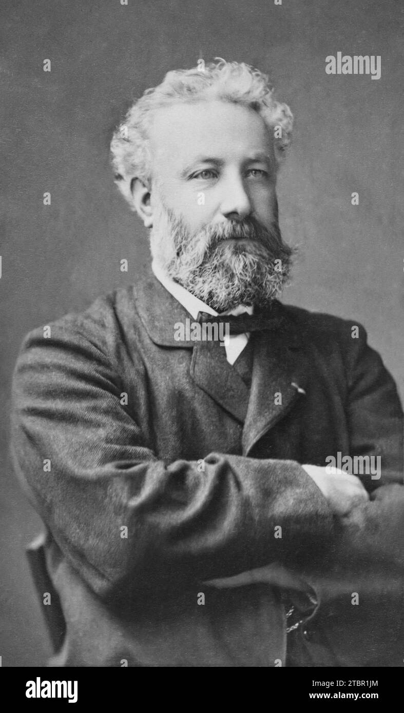 Jules Verne. Zwischen 1860 und 90 eingenommen. Fotografiert von Atelier Nadar. Stockfoto