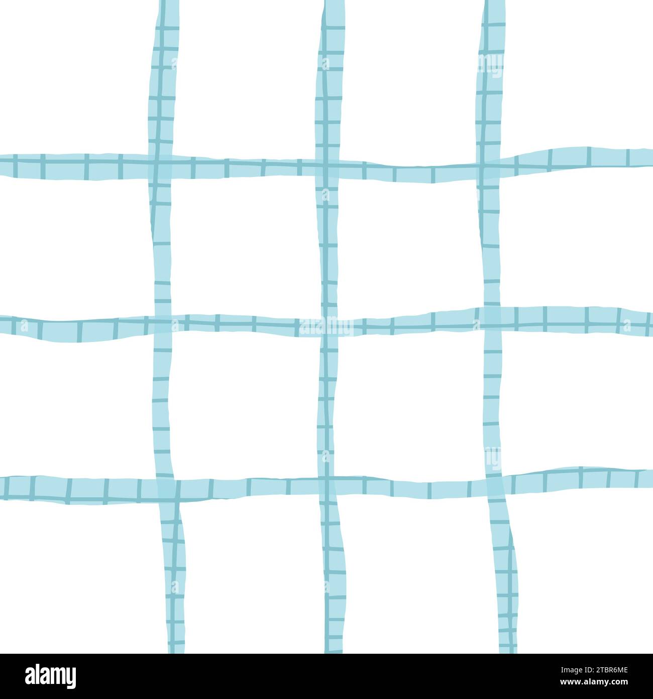 Doodle Cute Karomuster Vektor Muster. Vertikale und horizontale, handgezeichnete, strukturierte blaue Streifen. Geometrischer Hintergrund für freihändige Elemente. Stock Vektor