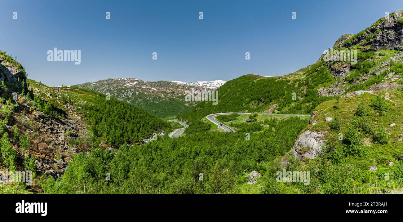 Bergstraße durch das Tal in Norwegen Stockfoto