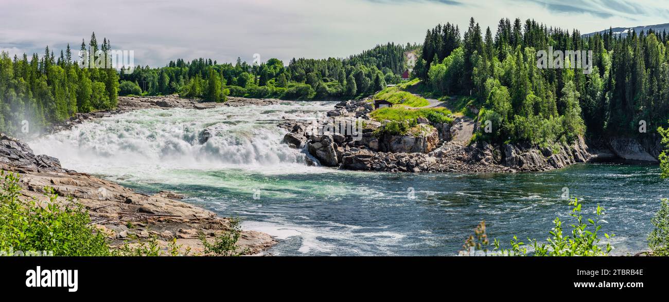 Laksforsen am Fluss Vefsna in Norwegen Stockfoto