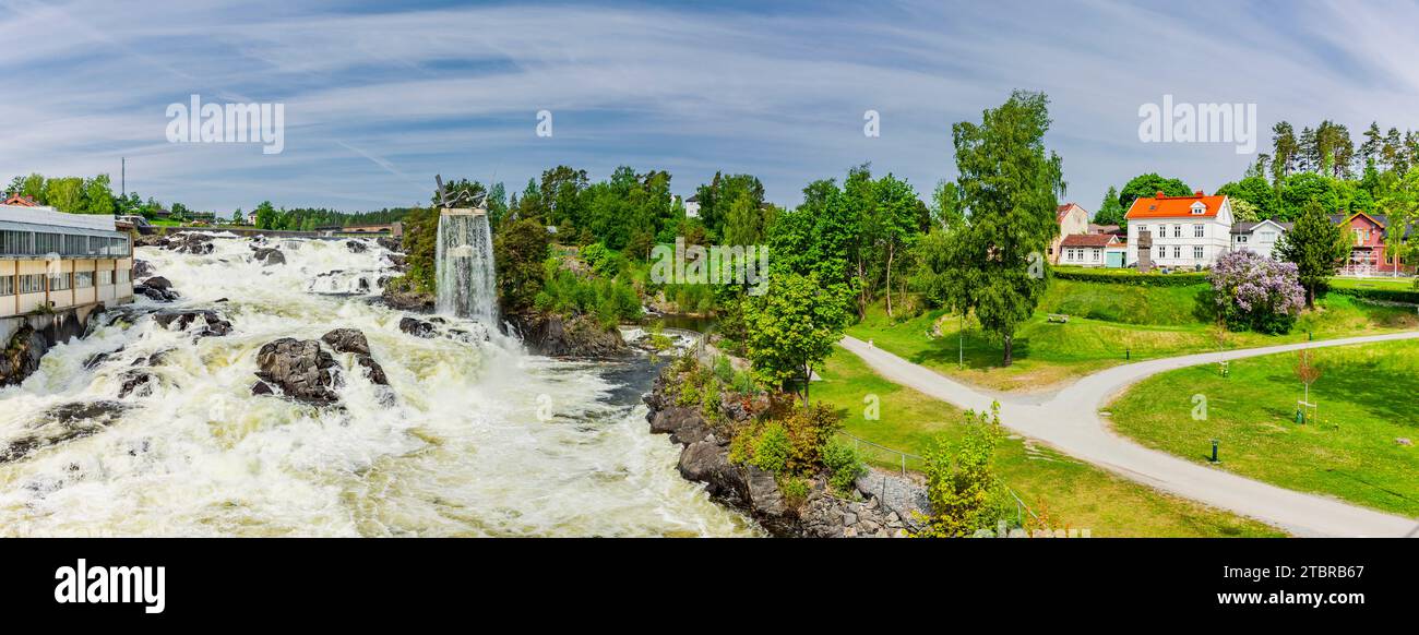 Wasserfall in Hønefoss in Norwegen Stockfoto