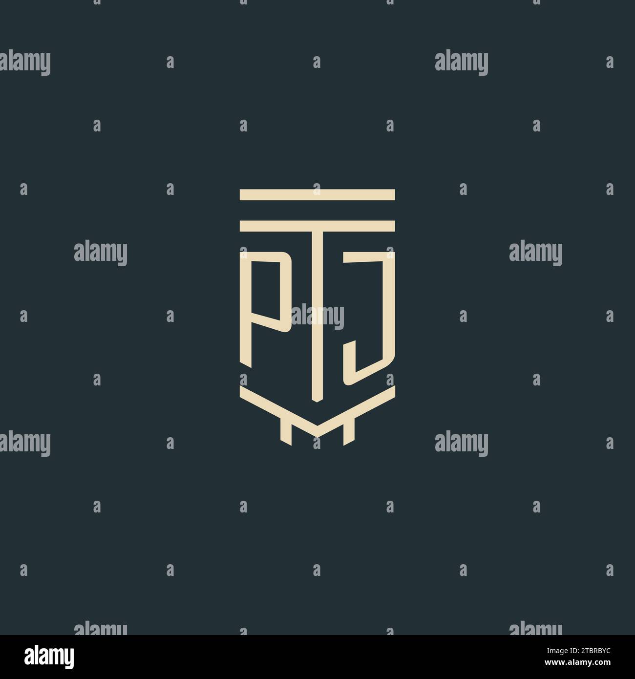 PJ Initial Monogramm mit einfachen Design-Ideen für Line-Art-Säulen-Logos Stock Vektor