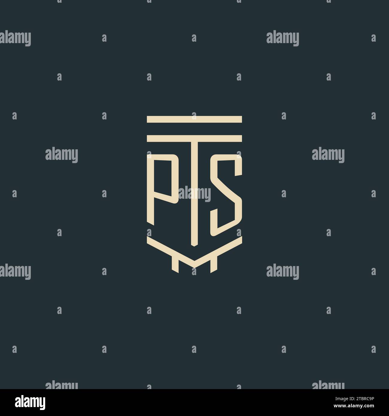 PS Initial Monogramm mit einfachen Design-Ideen für Line-Art-Säulen-Logos Stock Vektor