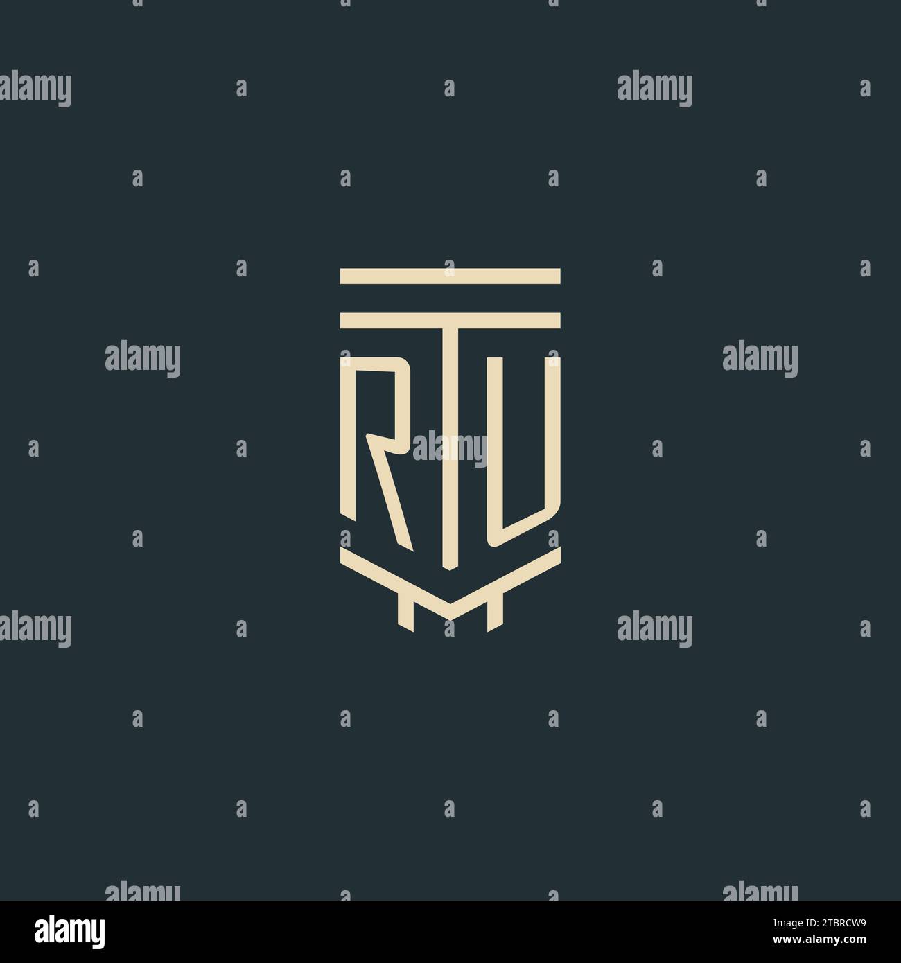 Ru Initial Monogramm mit einfachen Design-Ideen für Line-Art-Säulen-Logos Stock Vektor