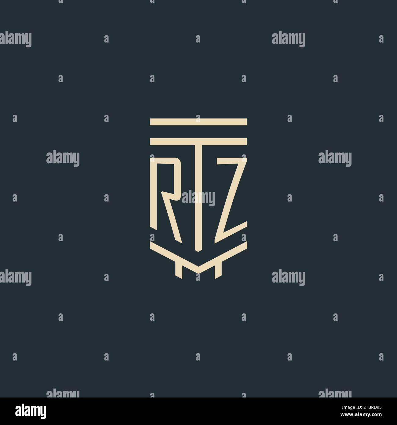 RZ Initial Monogramm mit einfachen Design-Ideen für Line Art Säulen-Logos Stock Vektor
