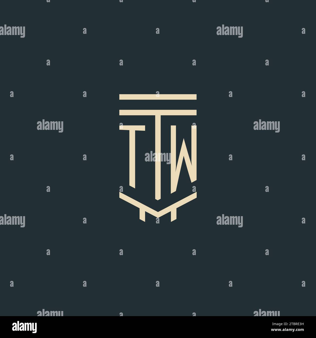 TW-Initialmonogramm mit einfachen Design-Ideen für Line Art-Säulen-Logos Stock Vektor