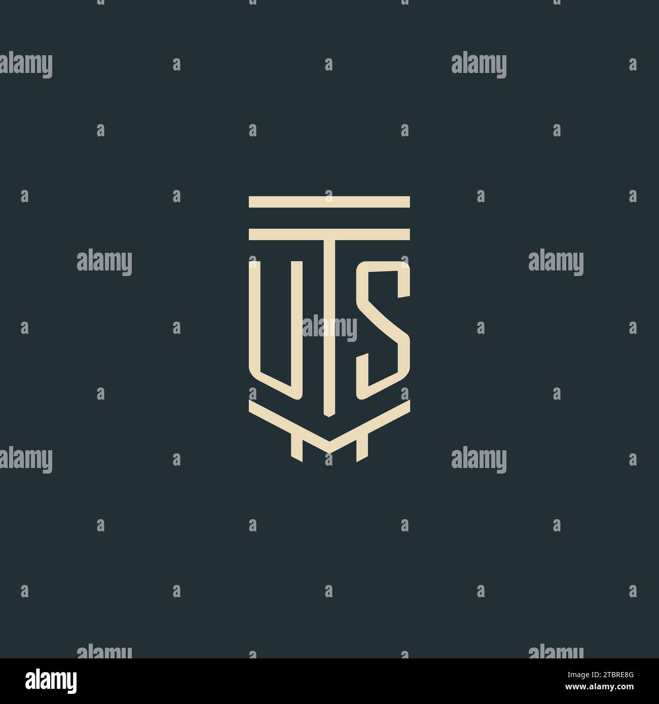 US-Initialmonogramm mit einfachen Design-Ideen für Line-Art-Säulen-Logos Stock Vektor